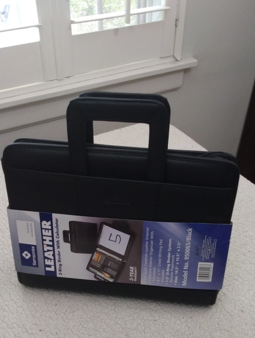 NWT Samsonite Black Full Grain Cowhide Expandable Soft Side Briefcase/Organizer